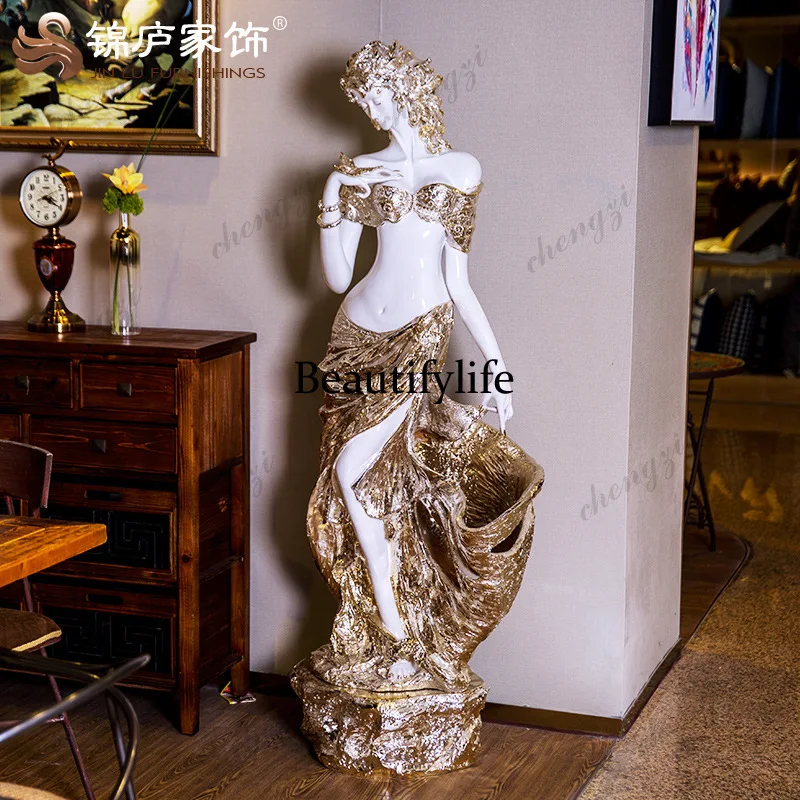 European-style large-scale floor-to-ceiling figure sculpture home, decorative villa hotel, resin craft decoration