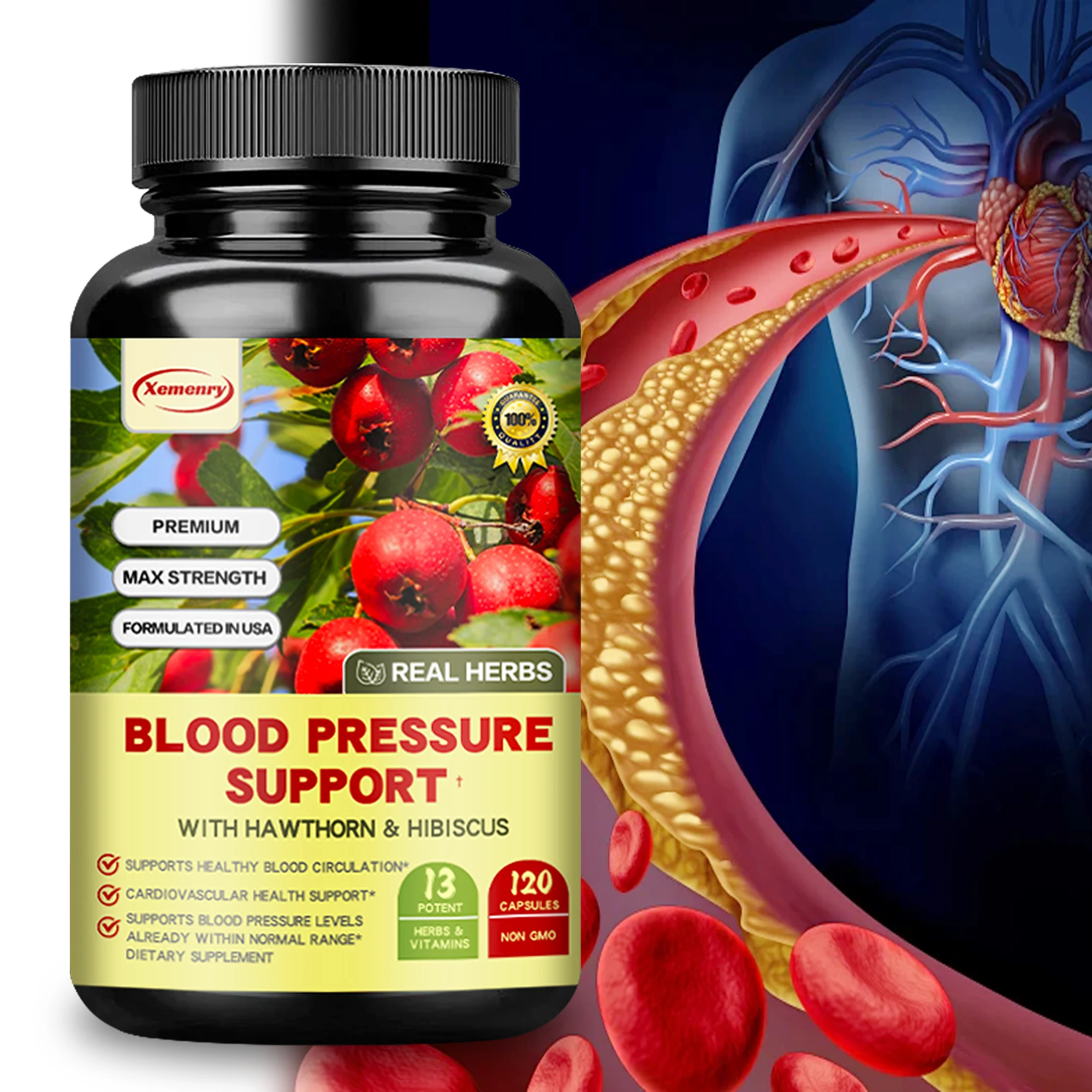

Blood Pressure Support - Balance Blood Pressure, Increases Blood Circulation, for Heart, Brain, Cardiovascular Health