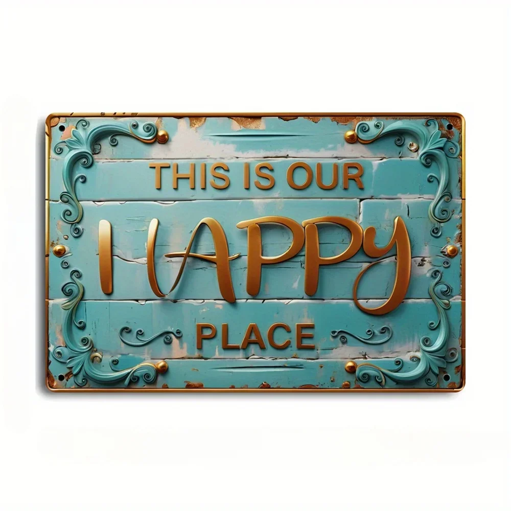 Vintage Happy Place Metal Sign 3
