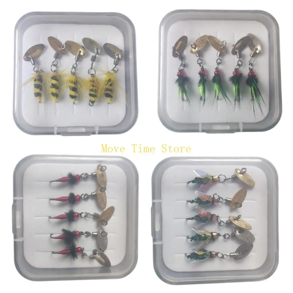 

92ME 5 шт. набор для рыбалки нахлыстом с крючком и блестками, искусственные приманки для рыбалки нахлыстом, приманки для ловли