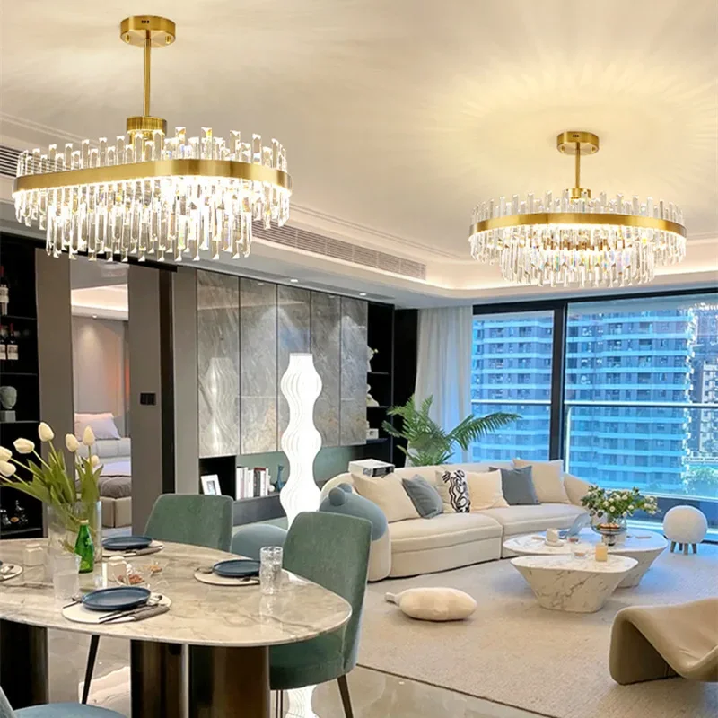 Light luxury crystal lamp whole house set living room chandelier simple modern atmosphere dining room chandelier lamparas