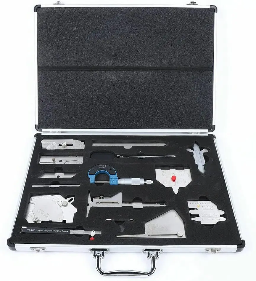 ding Gauge Tool Inspection Kit, Scale Sliding Clip Depth Gauge In Inch & Metric, Fillet Weld Gage With Magnifier Calliper