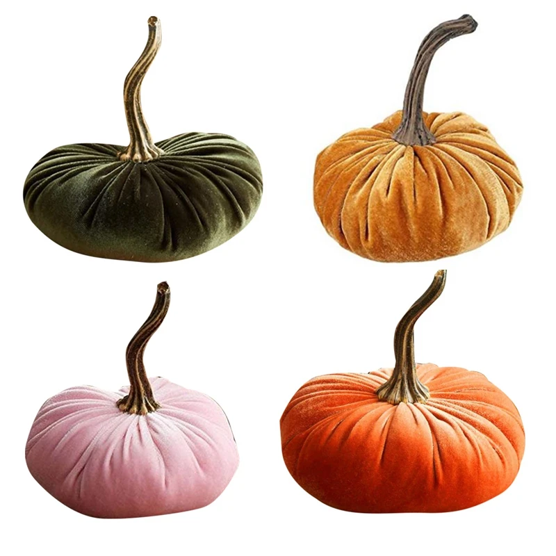 Large Velvet Pumpkins For Decorating,Handmade Artificial Harvest Pumpkins,Fall Halloween Thanksgiving Home Decor