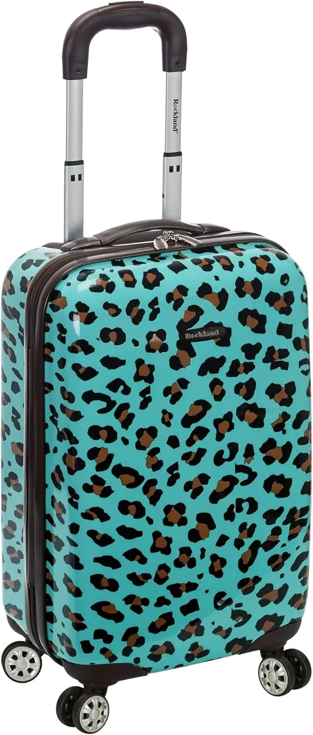 

20-Inch Blue Leopard Hardside Spinner Wheel Carry-On Luggage, Durable Lightweight Suitcase for Travel
