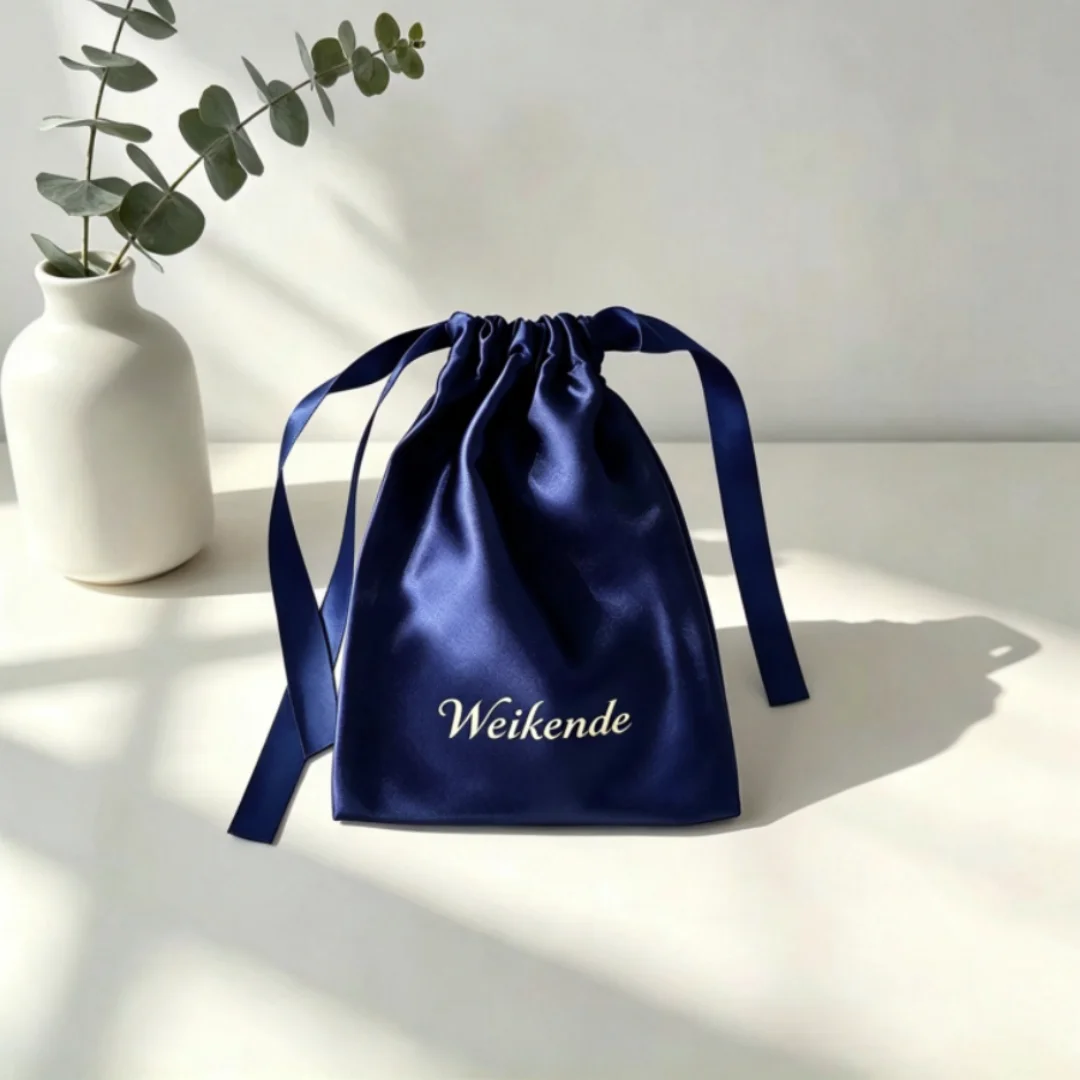 100Pcs Personalized Logo Satin Drawstring Pouches Jewelry Storage Bags Boutique Organizer for Candy Cosmetics Perfume Packaging