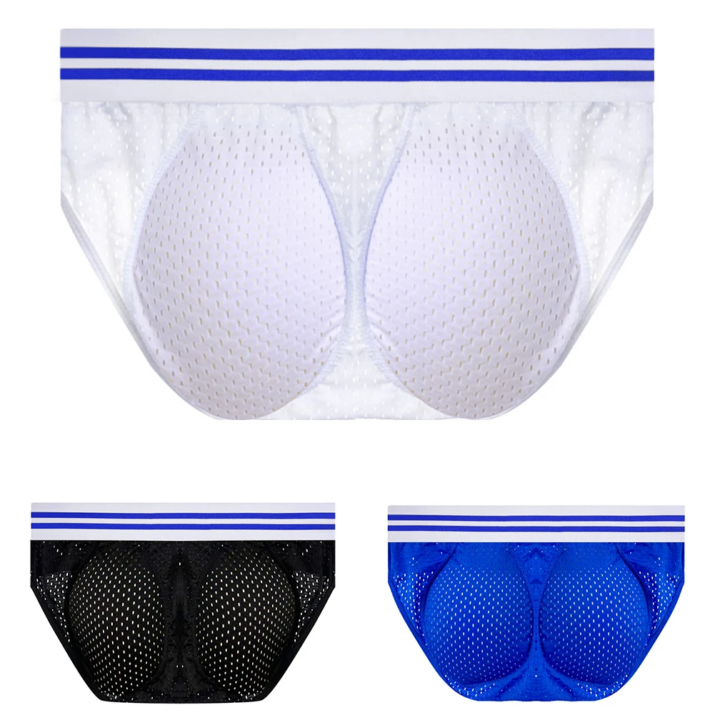 

2XL Breathable Briefs Breathable Mesh Butt Lift Panties Hollow Out Panties Padded Butt Lift Classic Style Male Briefs