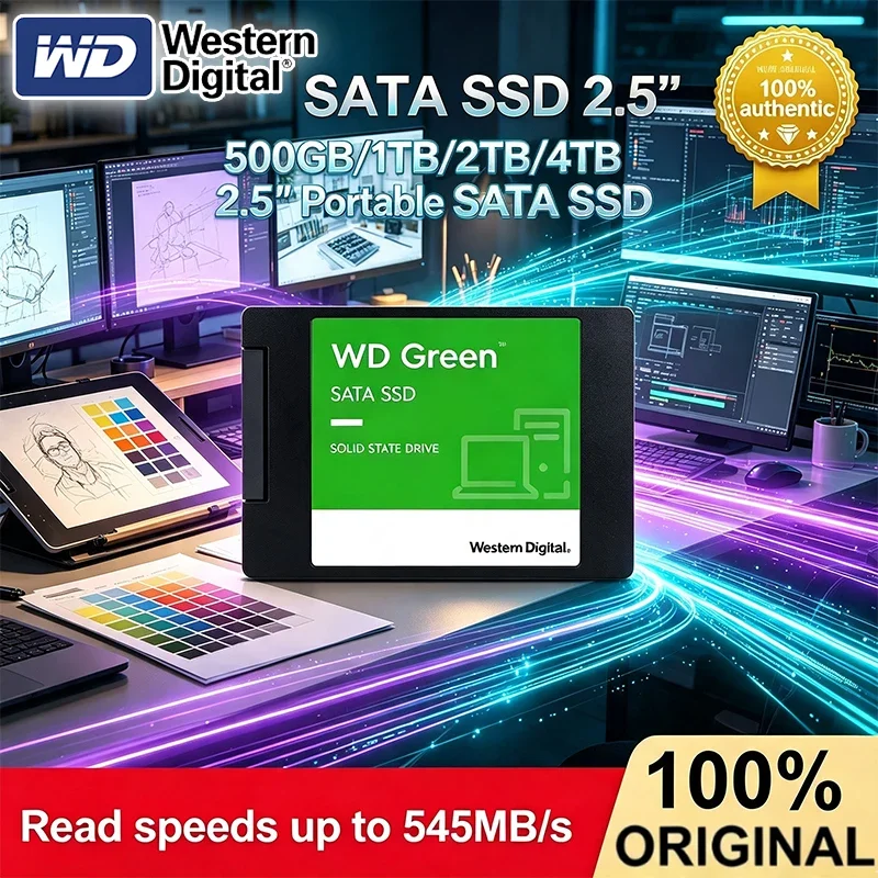 Original SSD WD GREEN 2.5" SATA III SLC internal Solid State Disk 1TB 2TB Read Speed 545MB Hard Drive for Laptop Desktop SSD