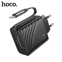 HOCO USB C GaN30W Fast Charging Charger For iPhone 16/15 Pro Max EU Adapter with Magantic Retractable Cable For Samsung S23 S24