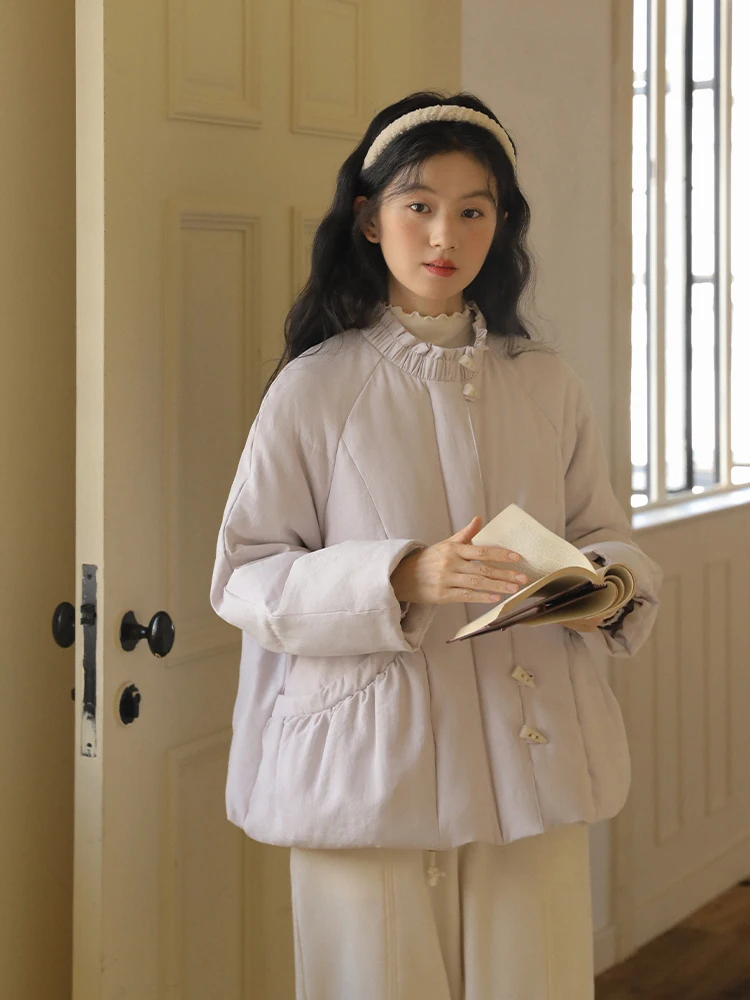 

Женская пуховая куртка Nesoulum Pastel Purple Wood с воротником, винтажный свободный крой, оригинальный дизайн, маленький размер, верхняя одежда