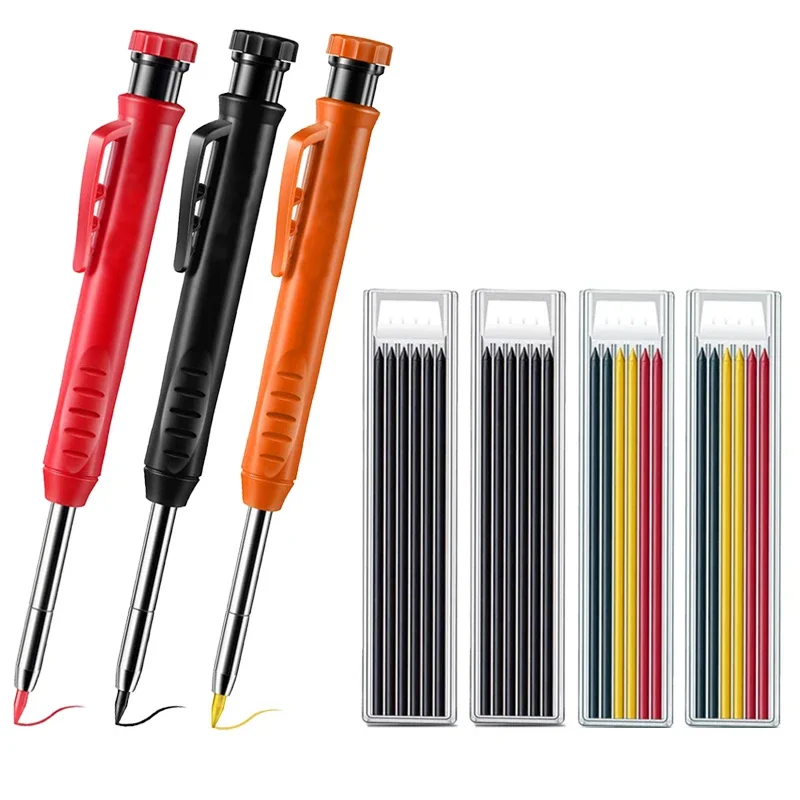 5/7Pcs Solide Zimmermann Bleistift Set Holzbearbeitung Werkzeuge Mechanische Bleistift Set Bau Carpenter Marker 3 Farben Refill Glasritzrades