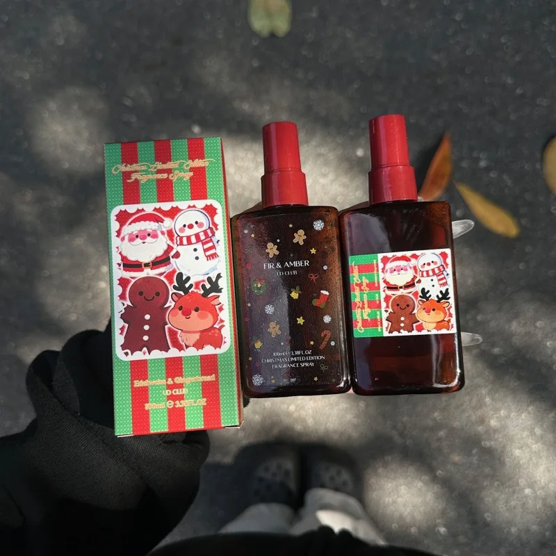 Fragancia en aerosol de edición limitada navideña, Perfume de Edelweiss y pan de jengibre para ropa, aroma fresco de abeto y ámbar, regalo festivo de 100ml