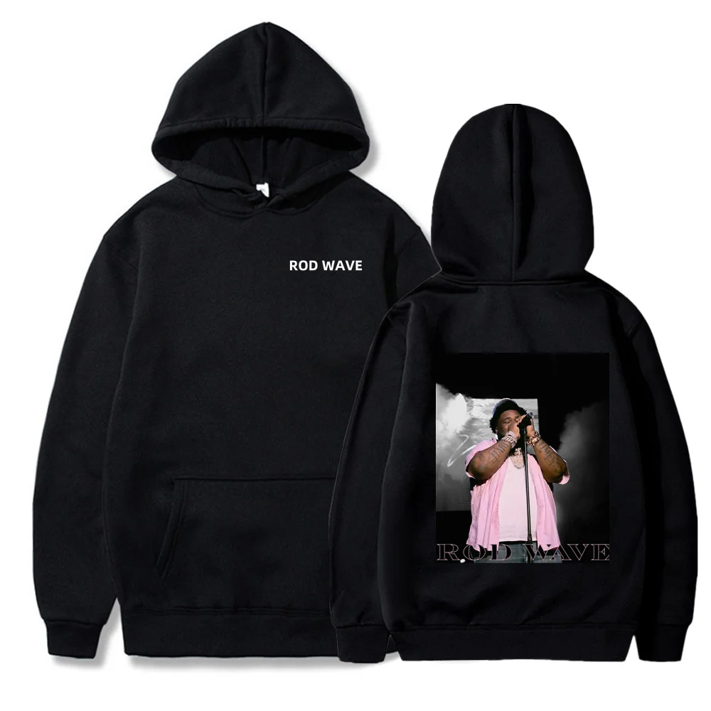 Rod Wave Concert Black and Pink Pullover Hoodie Autumn and Winter Hoodie Men's  Casual Fashionable Trendy  Warm Sweatshirt