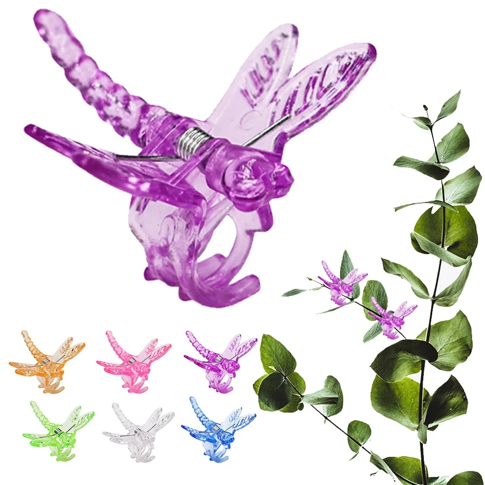 Orchid Clips Plant Fix Clips Garden Tools Dragonfly 3.5cmx3.3cm Flowers Vine Clip Garden Support Clip Random Color