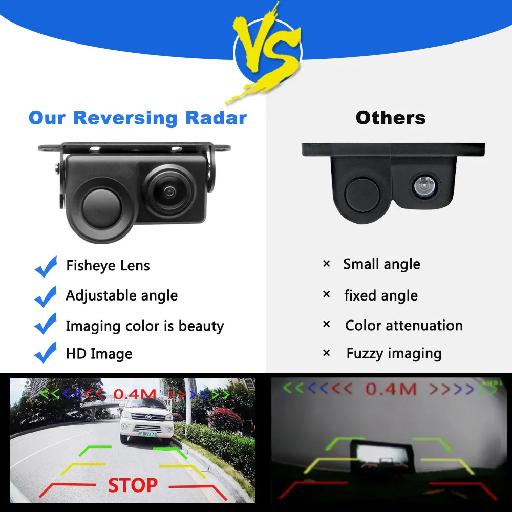 SMARTOUR 2 in 1 Sound Alarm Parking Assistant System Radar Detector Sensor Car Reverse Backup Rear View Camera Night Vision