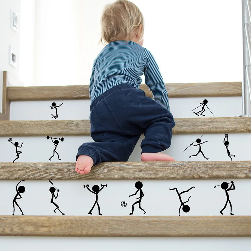 T812#Sports Fitness Character Wall Stickers Living Room Bedroom Staircase Decoration Self-adhesive Paper