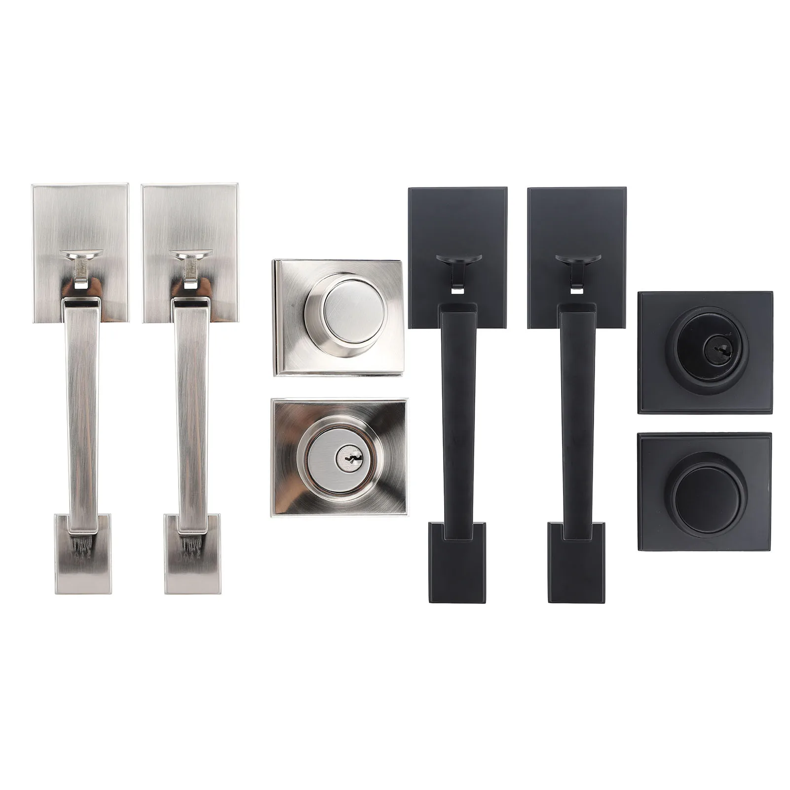 Double Door Handle Set Hole Spacing Adjustable Heavy Duty Modern Double Front Door Handle Set Front Door Handle Set