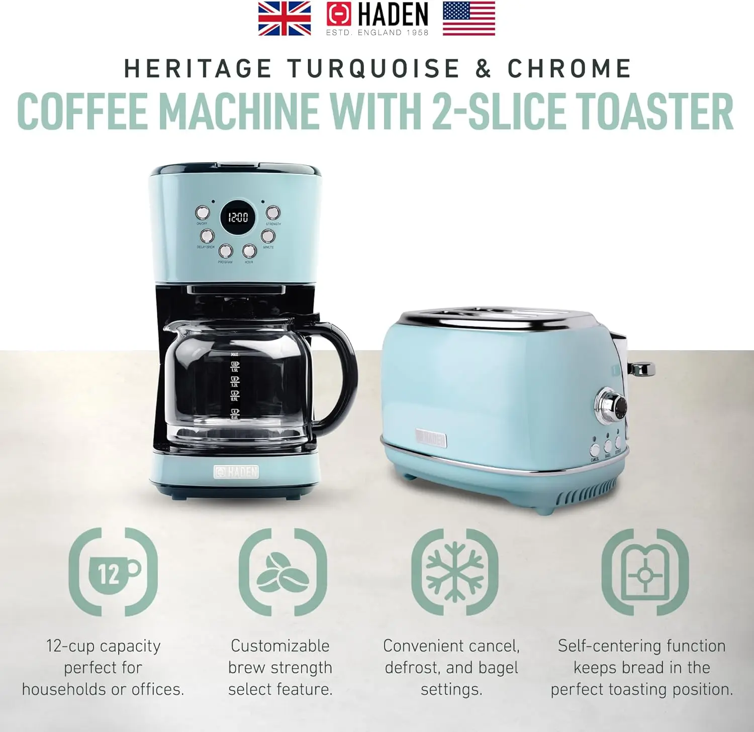 ماكينة صنع القهوة المنزلية القابلة للبرمجة التراثية ، عتيقة ، عتيقة ، قطعتان ، فتحة واسعة ، فولاذ مقاوم للصدأ ، خبز محمص ، 12 فنجان