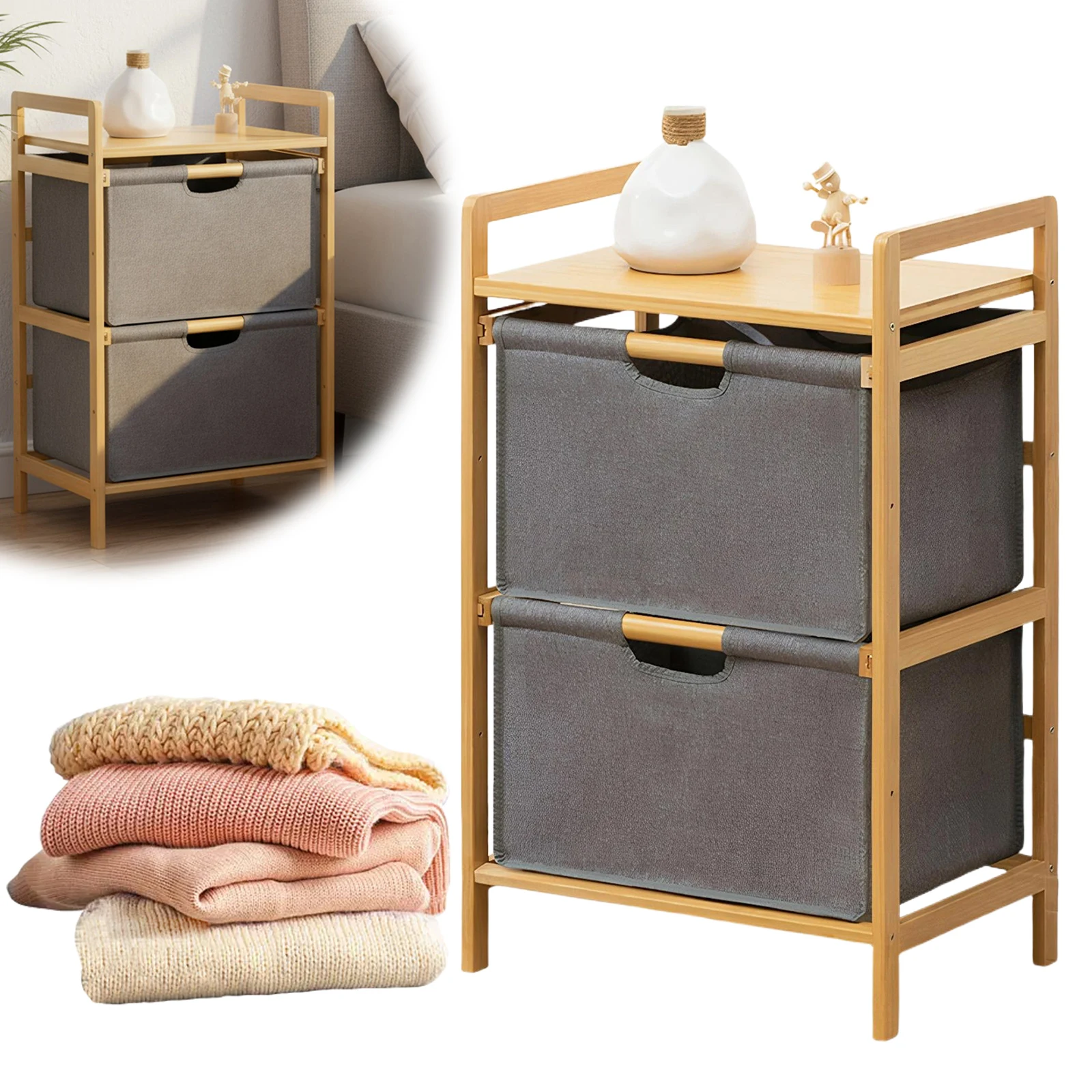 

Многоярусная бамбуковая стойка для хранения в прачечной с выдвижными ящиками, органайзер для сортировки одежды и полотенец для ванной и гостиной