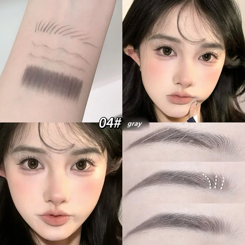ดินสอเขียนคิ้ว 2 in 1 เครื่องสำอางมืออาชีพสำหรับผู้หญิง 6 สี กันน้ำ แปรงสักคิ้ว ติดทนนาน