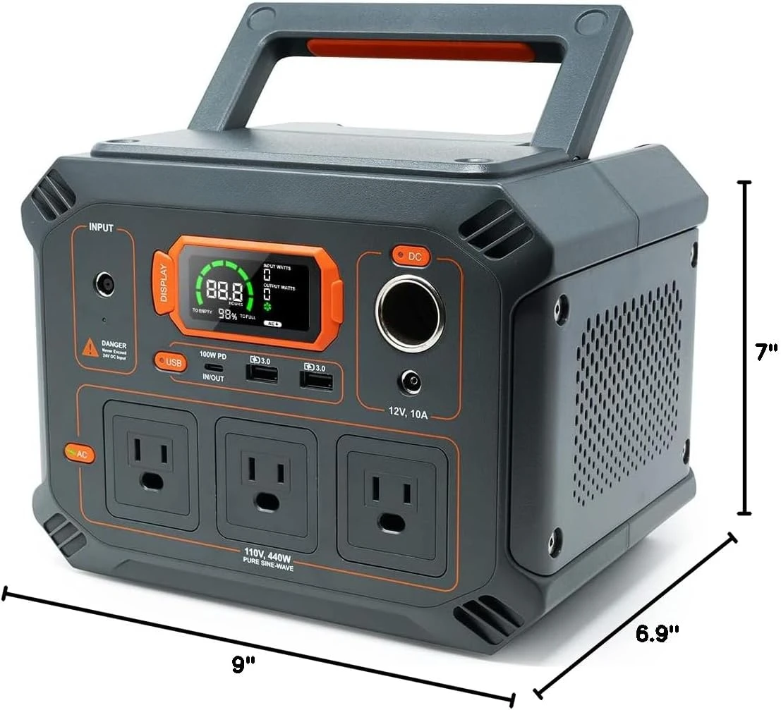 Portable Power Station Rebel400, 3x 440W (800W Surge) AC Outlets, 4-Mode LED, USB, DC