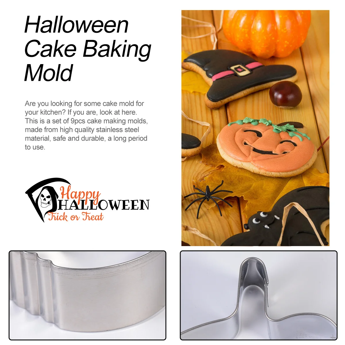 10 szt. Bezpieczne foremki do ciastek Halloween, losowy styl, foremki do pieczenia do użytku domowego i profesjonalnego, akcesoria do pieczenia ciastek.