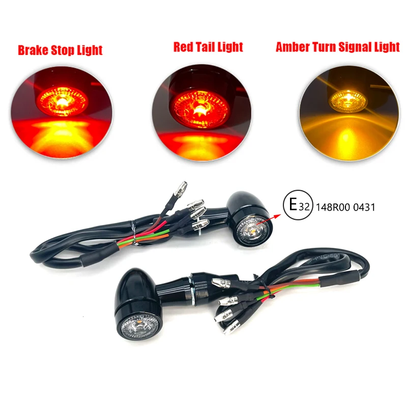 Universal E-mark 3 in 1 Rear Brake Taillight Micro Blinker Winker Lamp mini LED Motorcycle Turn Signal Light Indicators