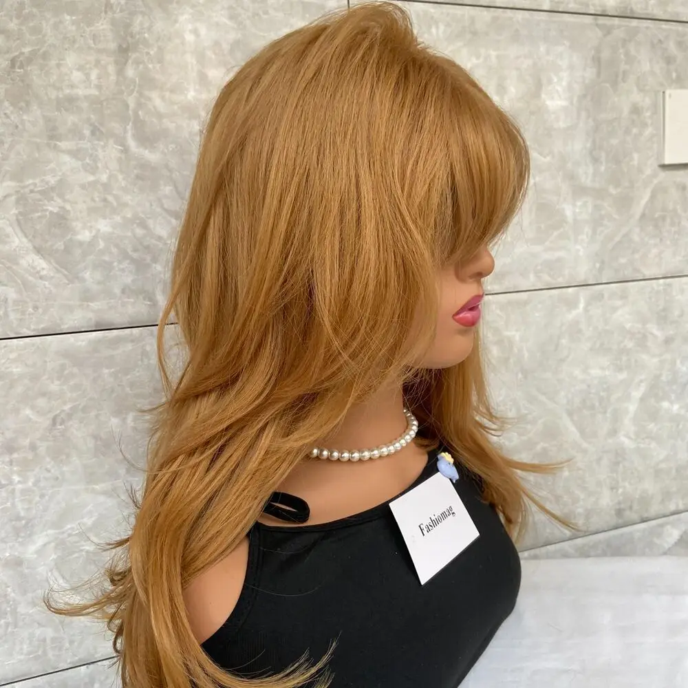 Long Fluffy Wavy Honey Blonde Synthetic Women Soft Natural Wig