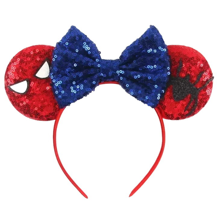 Disney Mickey Mouse Ears Hairbands Marvel Spiderman Headbands for Women Bows Hair Accessories Girls Party Headwear Kid Baby Gift