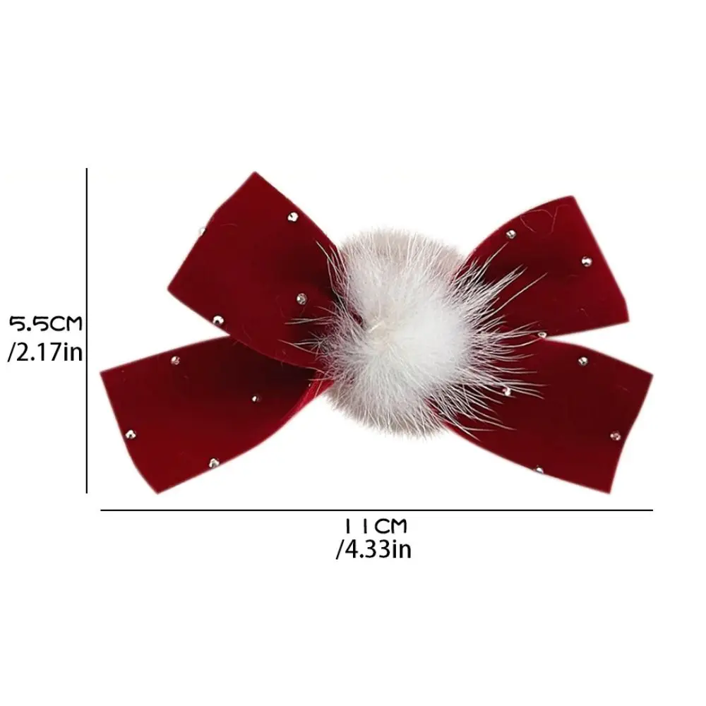 Simple Red Velvet Bow Hair Clip Bowknot Flocking Velvet Hairpin Korean Style Headwear Cloth Student