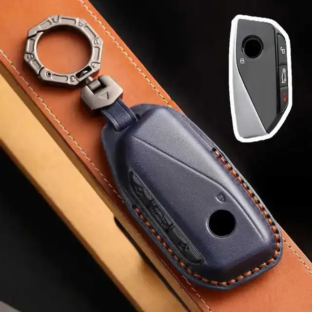 

1pc Leather Car Key Case Cover Shell Fob For BMW G07 X7 LCI U11 X1 G70 7 Series 740i G09 XM F98 X4M G18 X5 G81 M3 I20 IX 2023