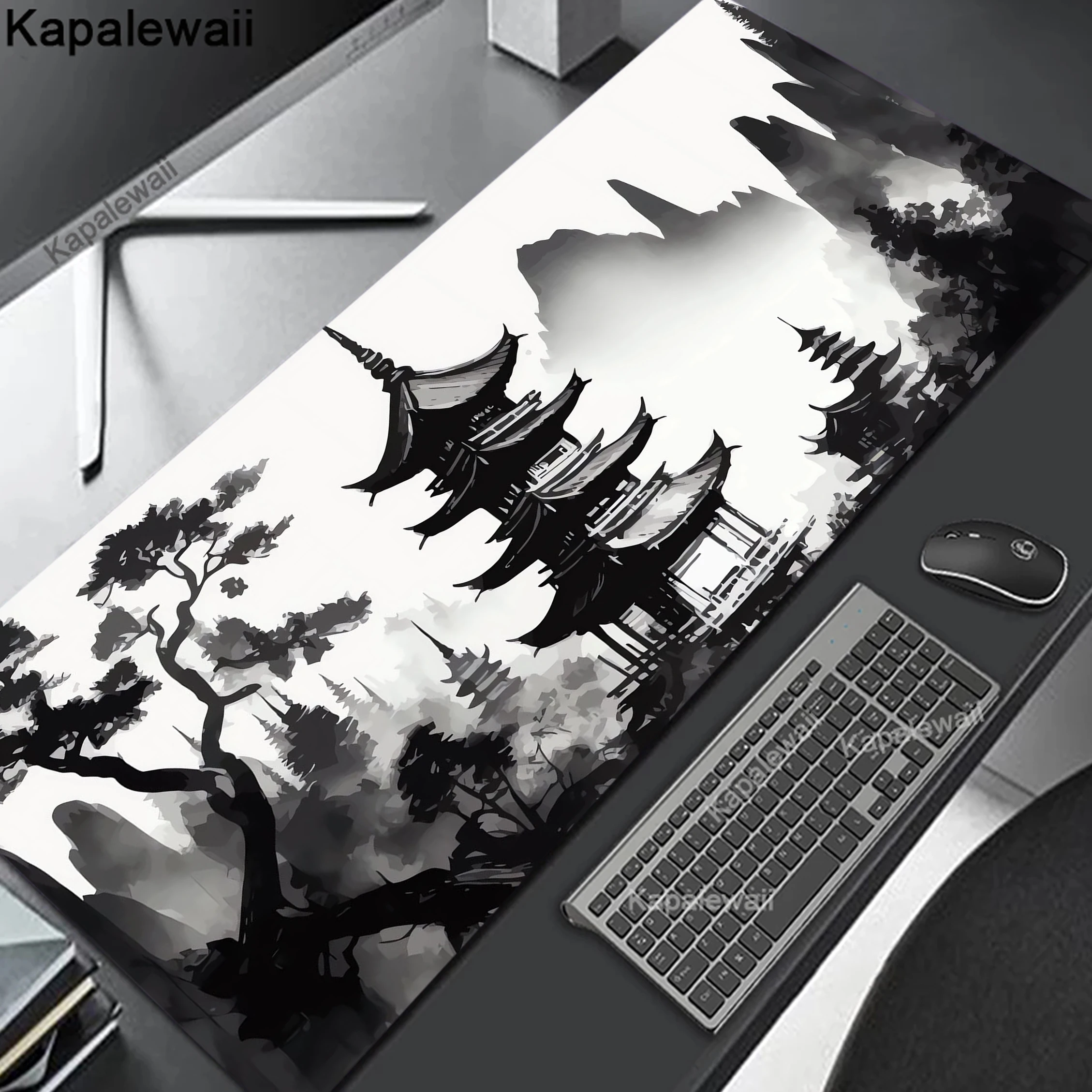 Montanha Serenidade Japão Art Gaming Mouse Pad, Deskmat de Borracha Laptop, Mousepad, Tapete Do Escritório, Teclado Gamer, Mesas, XXL