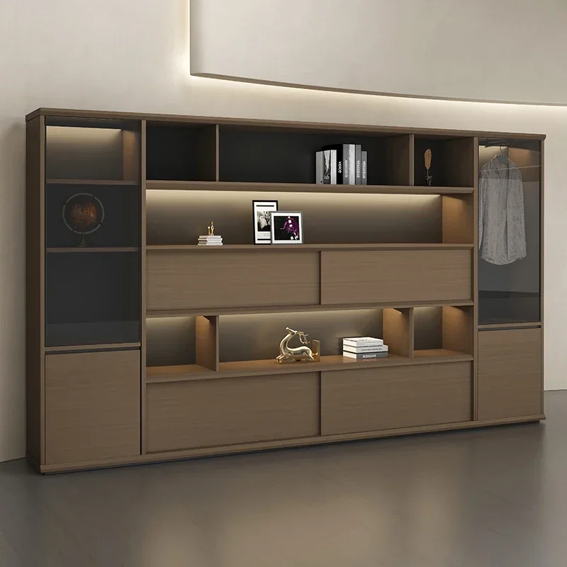 Office furniture File cabinet Wooden background cabinet Bookcase Floor to floor archive cabinet File with glass door