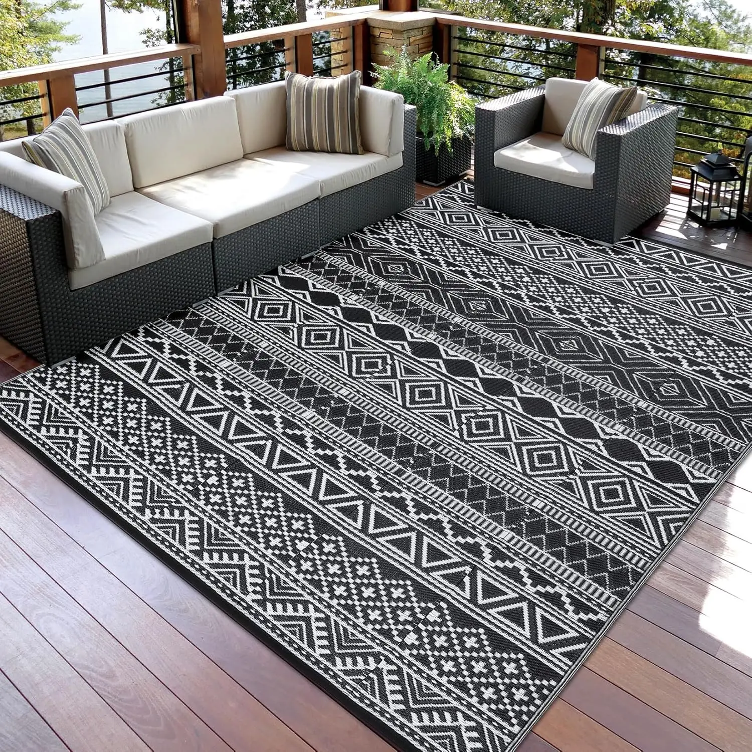 

Outdoor Rug 6x9, Waterproof Patio Clearance Carpet for Outside, Reversible Outdoor Plastic Straw Camping Rug, UV Resistant Lo