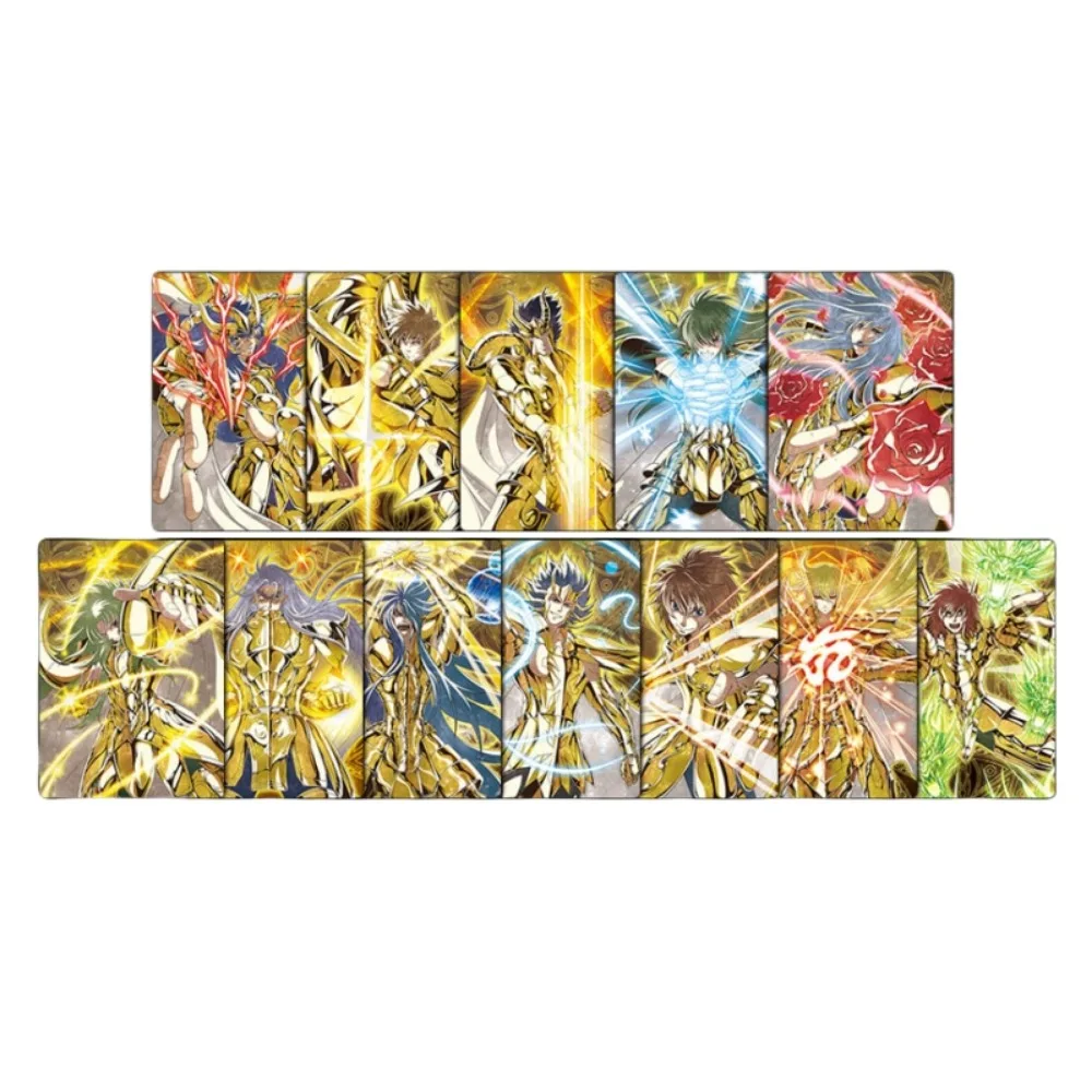 

12pcs/set Saint Seiya LC Twelve Golden Saints Animation Characters Refraction Flash Card Anime Classics Game Collection Card Toy