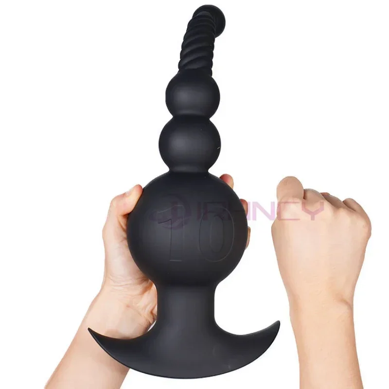Enormes cuentas anales de 10cm, Juguetes sexuales de Cosplay BDSM, tapón Anal suave de silicona con cola, bolas de dilatación Anal para masaje de próstata para hombres y mujeres
