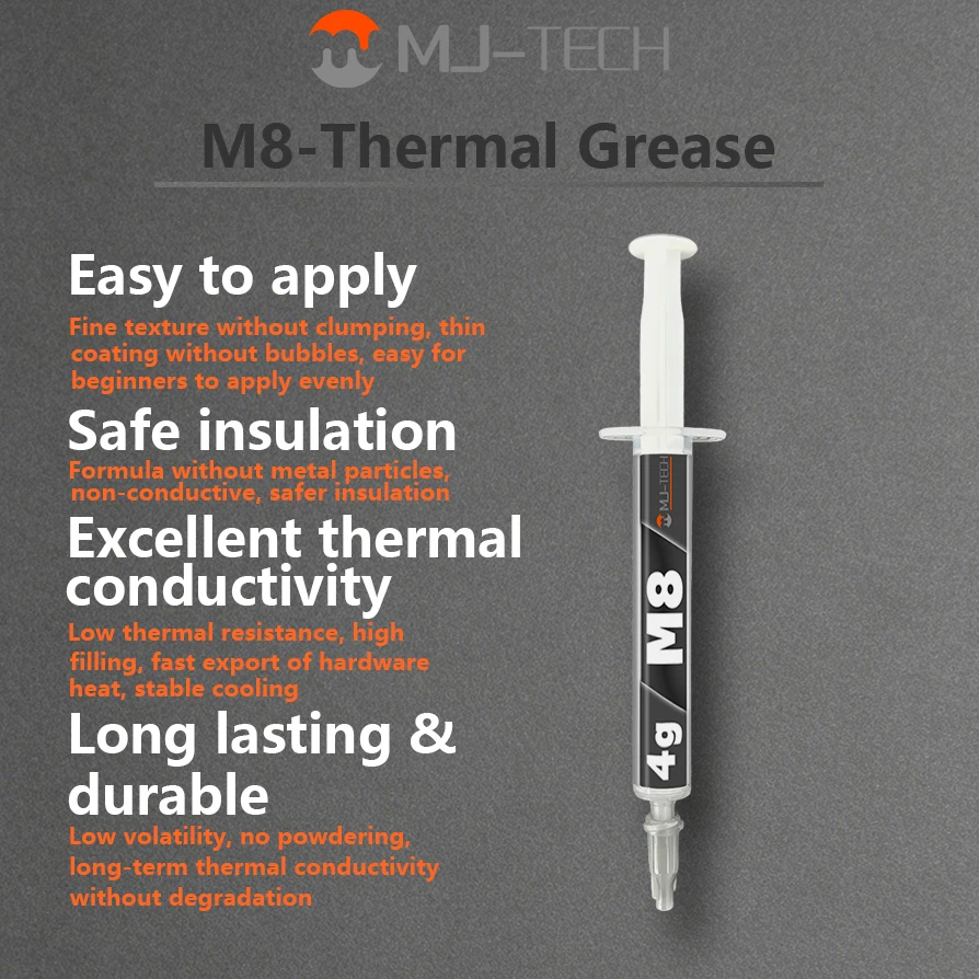 MJ-TECH M8 Thermal Grease 8W/mk for CPU GPU Video Card Heatsink Compound Paste for Computer Electronics Thermal Paste