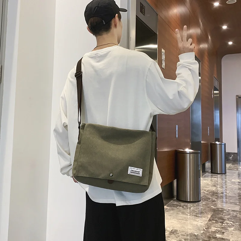 

2023 crossbody bag men tide brand Japanese canvas casual one shoulder student large capacity postman