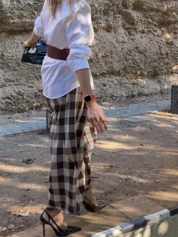 أنيقة منقوشة فضفاضة اقتصاص السراويل النساء عادية مستقيم قطع بنطال مريح 2025 جديد الصيف مكتب سيدة التنقل اليومي Britches #3