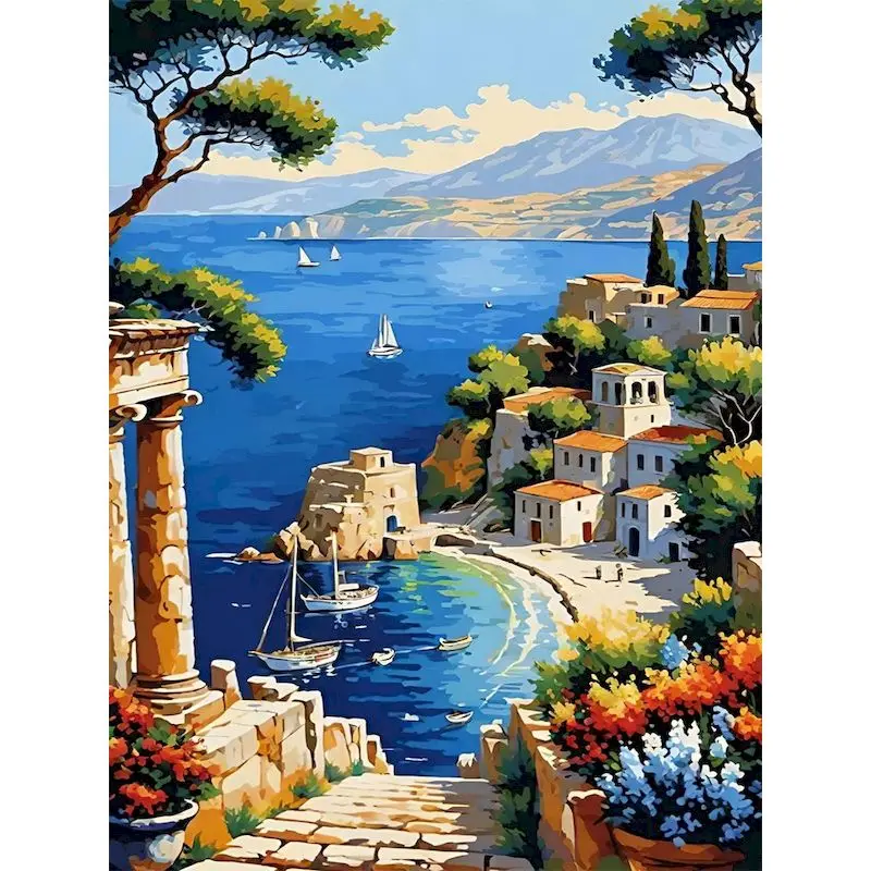 

GATYZTORY Port Paint By Numbers Original gifts DIY Color by Number for Beginner Landscape 40x50cm Gift Coloring By Numbers