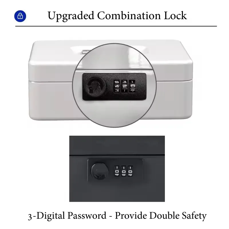 12Inch Portable With Tray Key Code Lockable Petty Cash Box Home Store Jewelry Money Watch Deposit Steel Tin Metal Safe Box