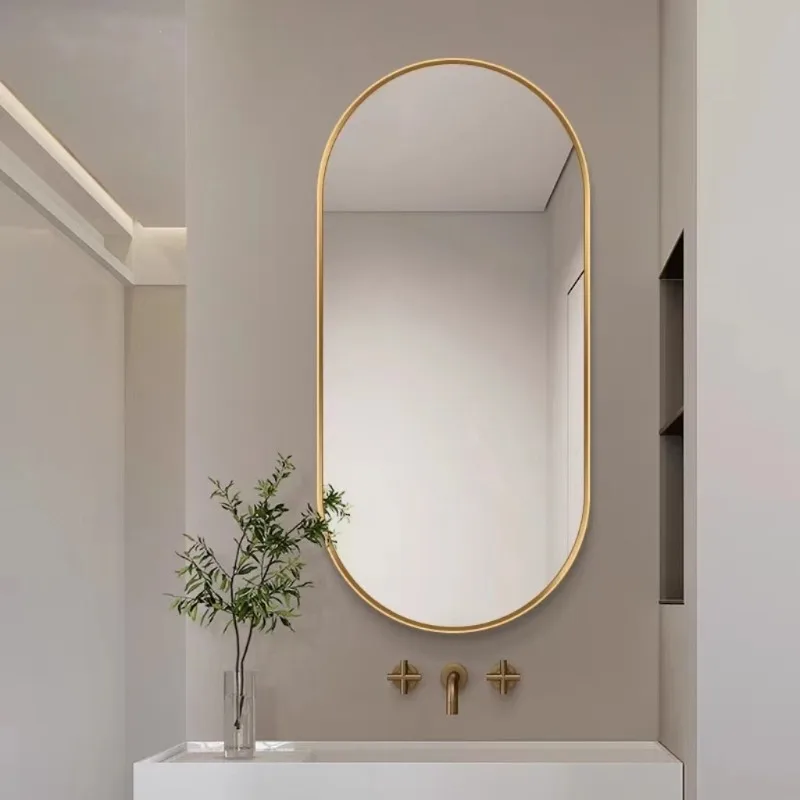 Bathroom mirror, Nordic wall-mounted self-adhesive washstand, non-perforated toilet, handwashing, wall-mounted, dressing, makeup