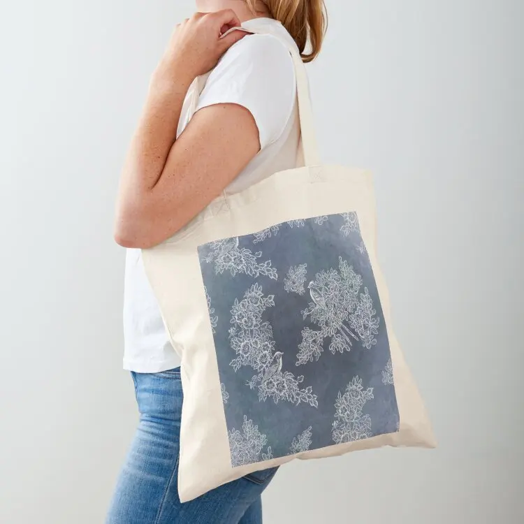 

Blue Jean Bird and Flowers Tote Bag Custom bag cute pouch bag tote men's Woman shopper