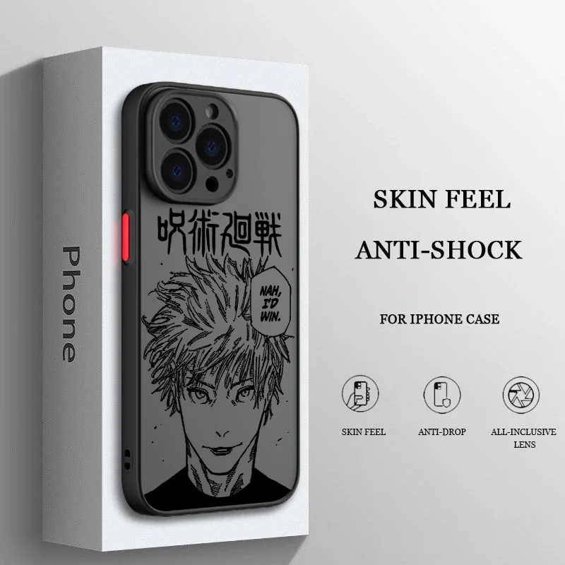 Jujutsu Kaisen Gojo Sukuna custodia per telefono per Apple iPhone 15 14 13 12 mini 11 XS XR X 8 7 Pro Max Plus Cover traslucida smerigliata