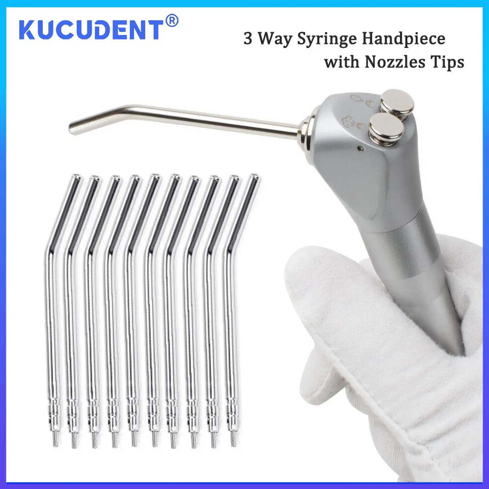 

KUCUDENT Dental 3-сторонний распылитель воды с воздухом, тройной шприц, наконечник с насадками, насадки, трубки, стоматология, чистка полости рта, отбеливающий инструмент