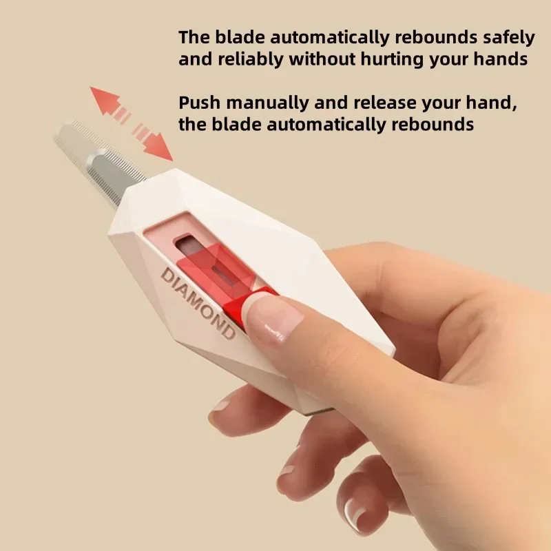 Diamond Design Safety Cutter Magnetic Round Head Utility Knife Office Letter Envelope Opening Precise Cut