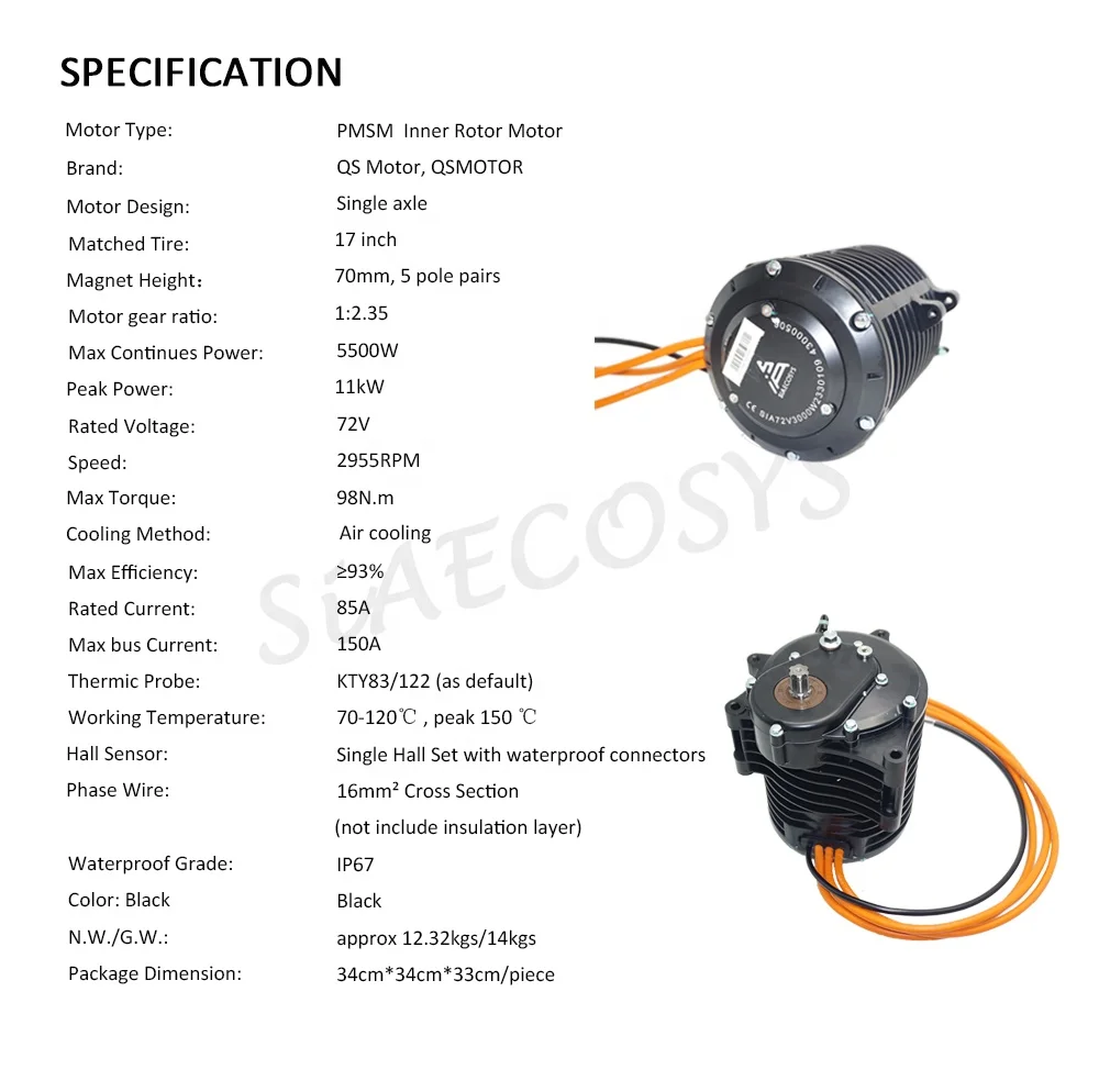 QS MOTOR 138 3000W V3 5500W Max Continuous 72V 100KPH Mid Drive Motor Controller ND72680 Motorcycle Kits New Popular Sale