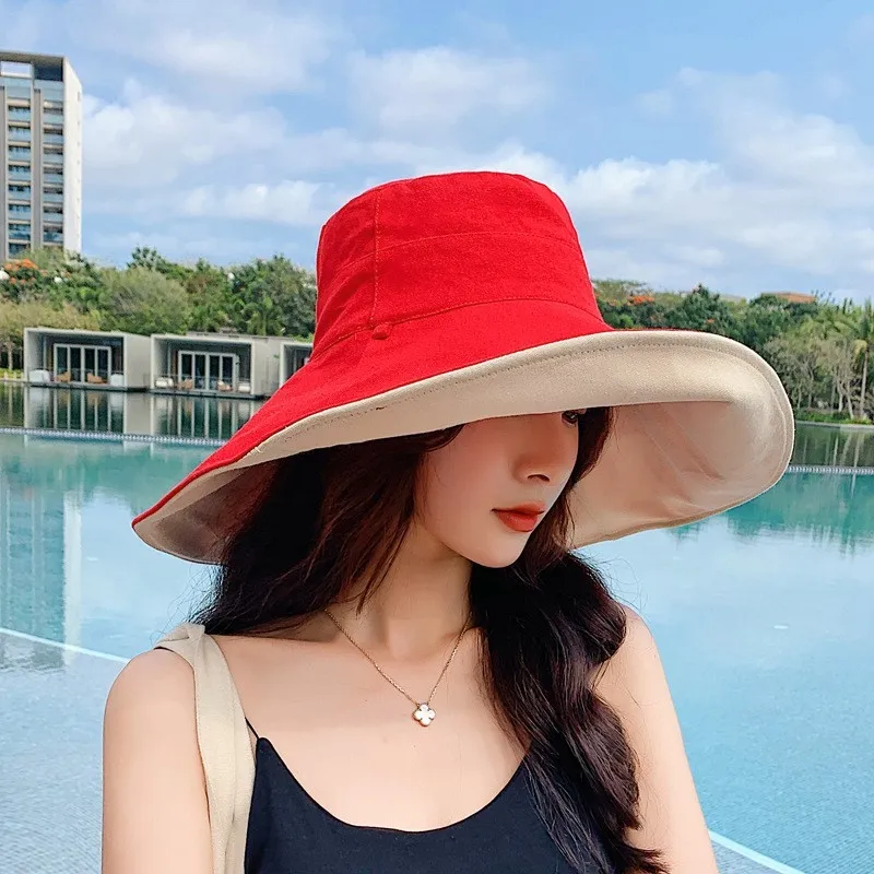 A versatile hat for women wide-brimmed fisherman's covering the face and