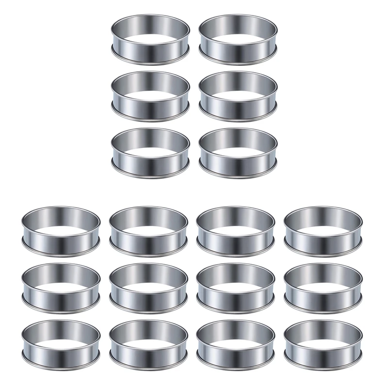 18 Pieces Muffin Tart Rings Double Rolled Tart Ring Stainless Steel Muffin Rings Metal Round Ring Mold For Food Making