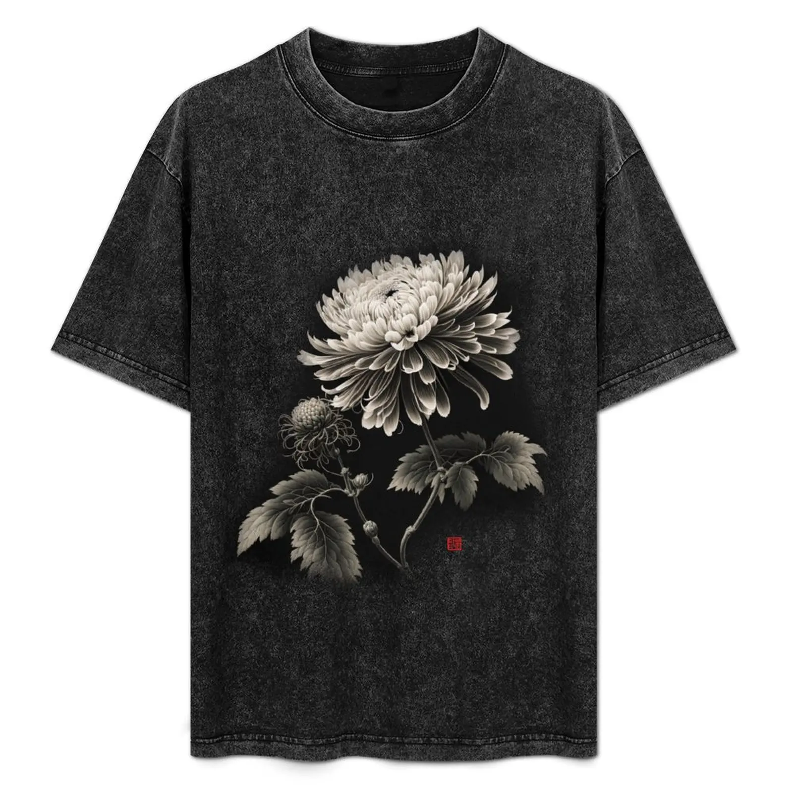 

Sumi-e chrysanthemum flower (black background only) T-Shirt Holiday Outdoor T-Shirt