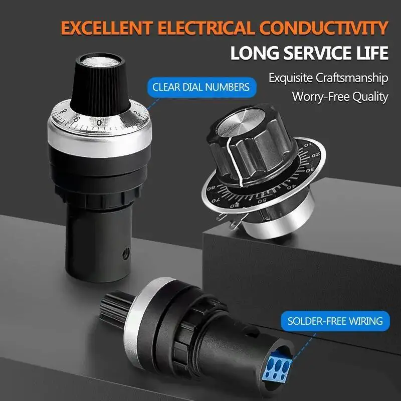 Potentiometer Knob Switch 4.7 10k 500k Waterproof Frequency Converter Speed Control Box Power Control